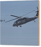Uh-60 Blackhawk And Massachusetts State Police Helicopters Wood Print
