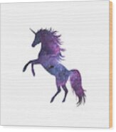 Unicorn In Space-transparent Background Wood Print