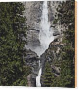 Upper And Lower Yosemite Falls Wood Print