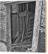 Upper Hoist Doorway Monochrome Wood Print