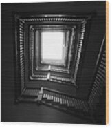 Upstairs- Black And White Photography By Linda Woods Wood Print