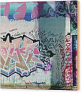 Urban Graffiti Art Panorama 2, North 11th Street, San Jose 1990 Wood Print