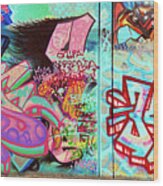Urban Graffiti Art Panorama1, North 11th Street, San Jose 1990 Wood Print