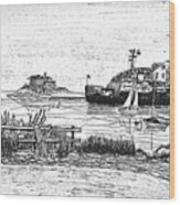 Us Coast Guard Cutter On Little Harbor Wood Print