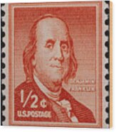 U.s. Stamp: Franklin Wood Print