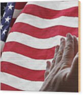 Usa Flag And Prayer Wood Print