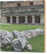 Uxmal Facade Wood Print