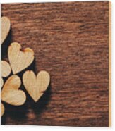 Valentine's Day Background. Wooden Hearts. Wood Print