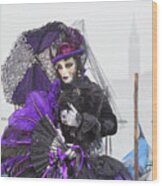 Venetian Lady In Purple Wood Print