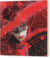 Venetian Lady In Red Ii Wood Print