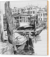 Venice Sketches. Vaporetto Jetty Wood Print