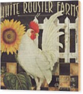 Vermont Farms White Rooster Wood Print