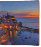 Vernazza Sunset Wood Print