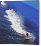 Surfer And Earths Curve Wood Print