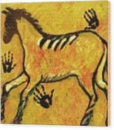 Very Primitive Wild Horse Painting Wood Print