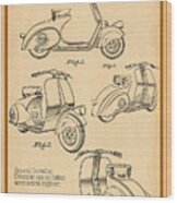 Vespa Patent Drawing Wood Print