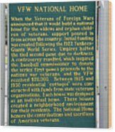 Vfw National Home Michigan Historical Site Sign Wood Print
