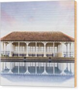 Norfolk Victorian Seaside Shelter With Pink Sunset Sky Wood Print
