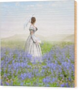 Victorian Woman Among The Bluebells Wood Print