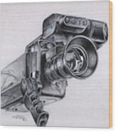 Video Camera, Vintage Wood Print