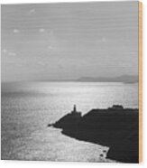 View Of Howth Head With The Baily Lighthouse In Black And White Wood Print