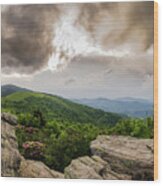 View Of Round Bald From Rocks On Jane Bald Wood Print