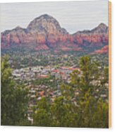 View Of Sedona From The Airport Mesa Wood Print