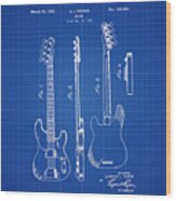 Vintage 1953 Fender Base Blueprint Patent Wood Print