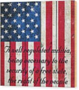 Vintage American Flag And 2nd Amendment On Old Wood Planks Wood Print