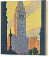 Vintage Cleveland Travel Poster Wood Print