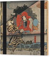 Vintage Kabuki Poster 1847 Wood Print