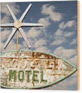 Vintage Monterey Motel Neon Sign Wood Print