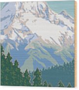 Vintage Mount Hood Travel Poster Wood Print