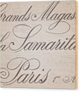 Vintage Paris Script Sign Wood Print