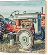 Vintage Tractors Pei Square Wood Print