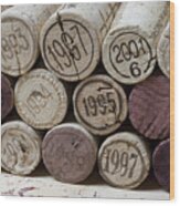 Vintage Wine Corks Wood Print