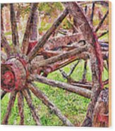 Vintage Wooden Wagon Wheel At Mabry Mill Ap Wood Print