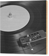 Vinyl Record Playing On A Turntable Overview Wood Print