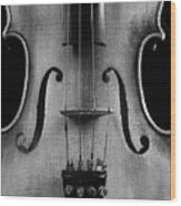 Violin # 2 Bw Wood Print