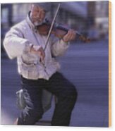 Violin Guy Wood Print