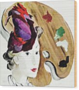 Vogue Cover Illustration Of A Woman And A Palette Wood Print