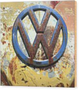 Volkswagen Vw Emblem With Rust Wood Print