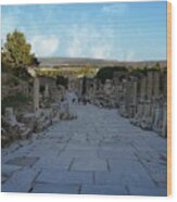 Walking In Ephesus Wood Print