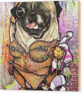 Warrior Pug Wood Print