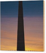 Washington Monument At Sunset Wood Print