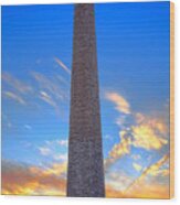 Washington Monument At Sunset Wood Print