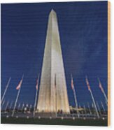 Washington Monument At Twilight Wood Print