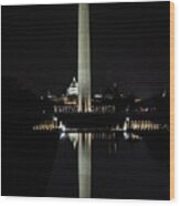 Washington Monument Reflection Wood Print