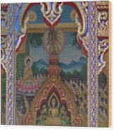 Wat Rong Sao Phra Ubosot Door Lintel And Entrance Painting Dthlu0167 Wood Print