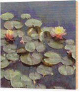 Water Lilies Impressionistic Wood Print